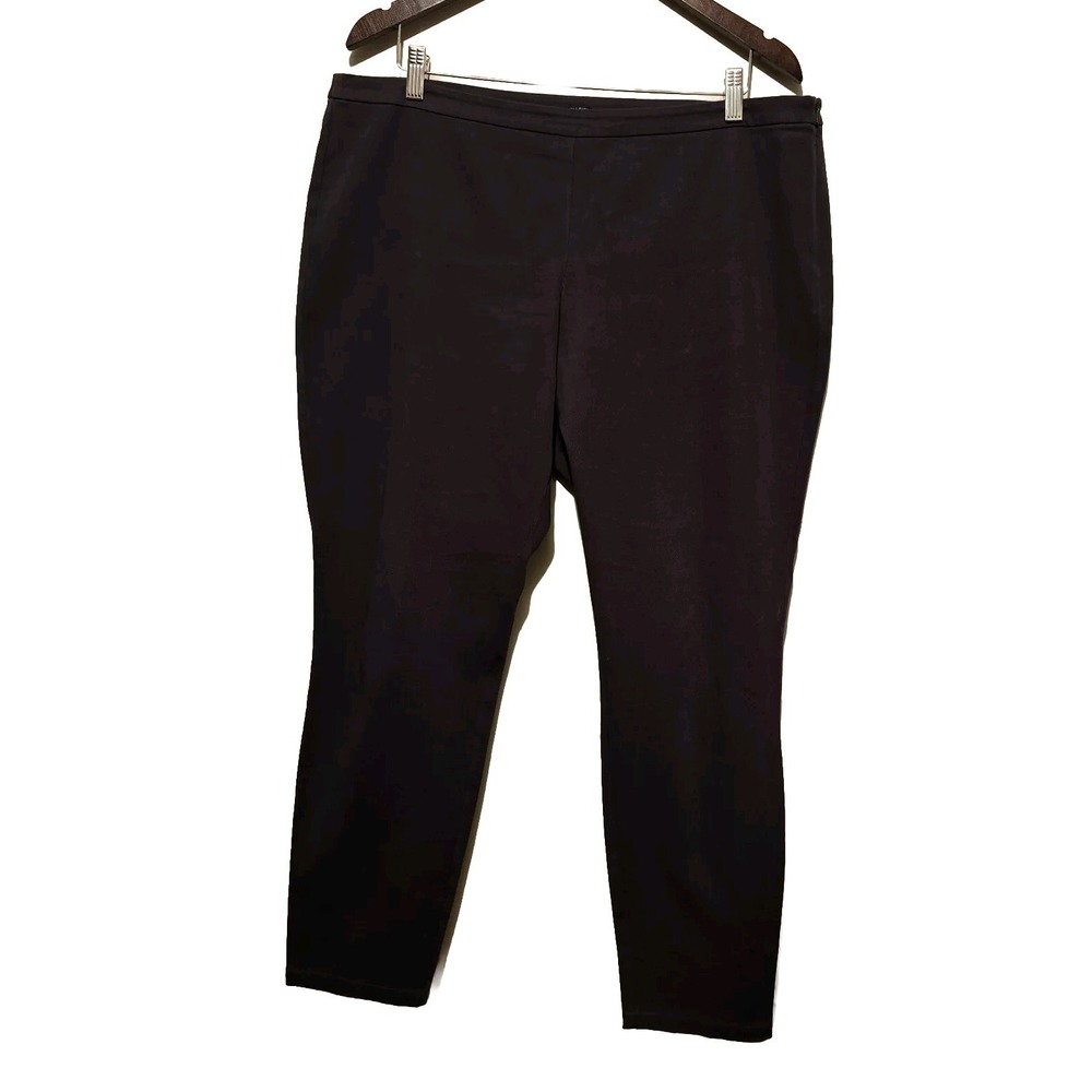 Eileen Fisher Ankle Pants 16 Zip Pull-On Dk Charcoal Flat Front‎ Organic Cotton